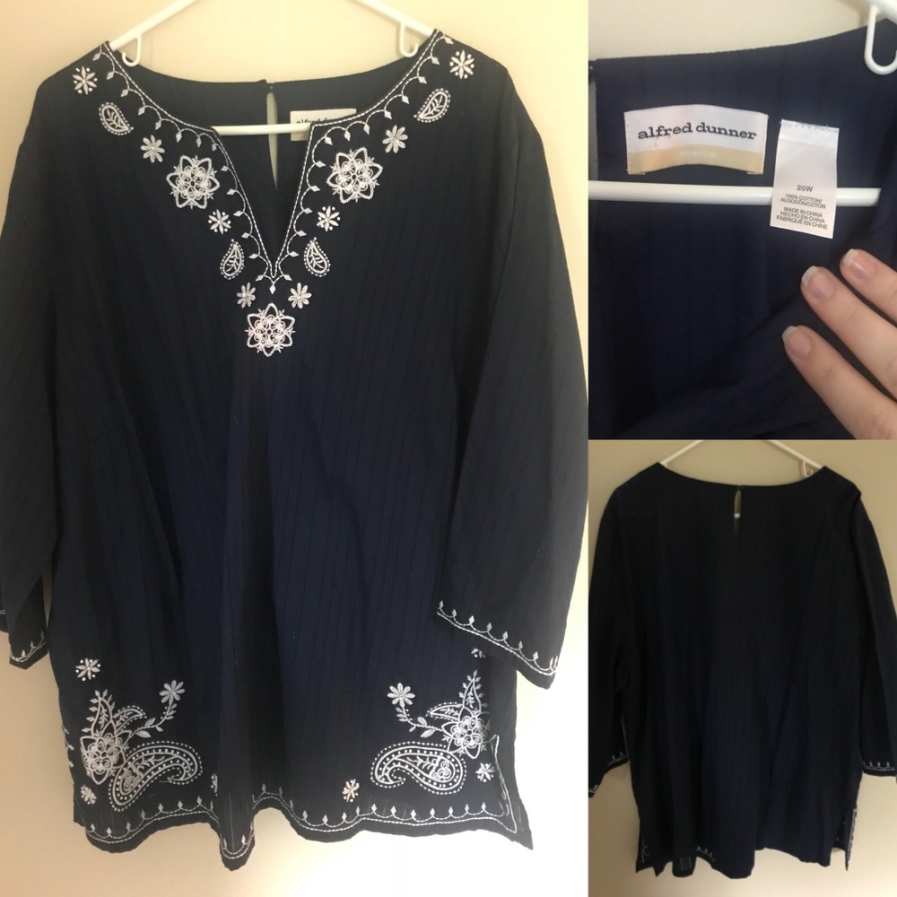 Navy and white flowy boho shirt